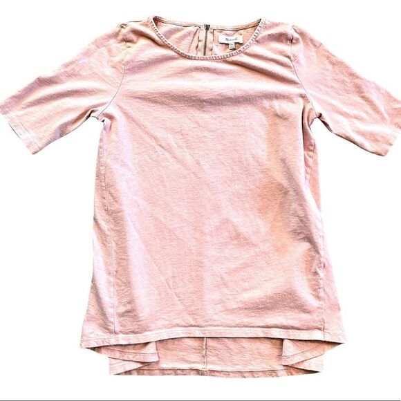 MADEWELL PINK Back zip swing Tee blush pink Size extra small - Picture 2 of 7